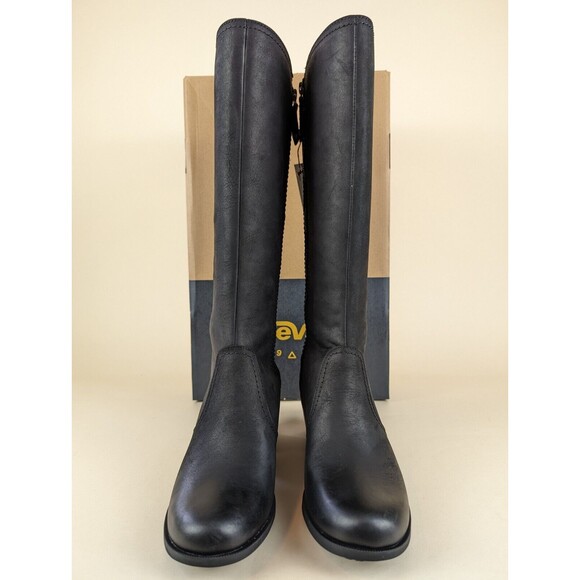 Teva Tall Boots Womens 9.5M Anaya Waterproof Tall Black Leather Heeled Shoes NWB - Picture 5 of 12